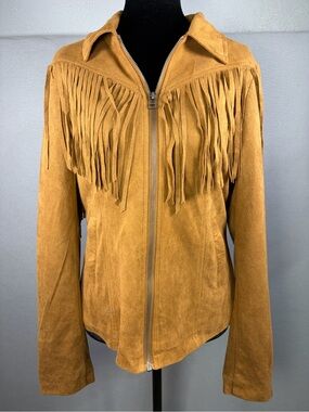 Fornia Tan Faux Suede Fringe Western Jacket - Medium